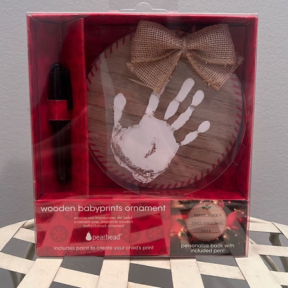 Wooden Baby Prints Ornament 